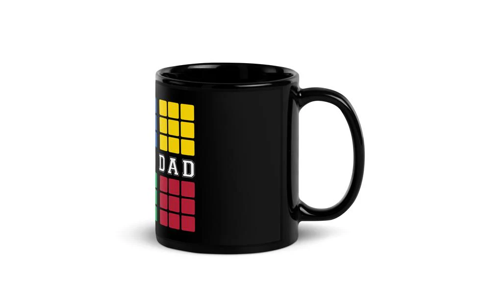 Cubing Dad V4 Rubik's Cube Black Glossy Mug - Image 3