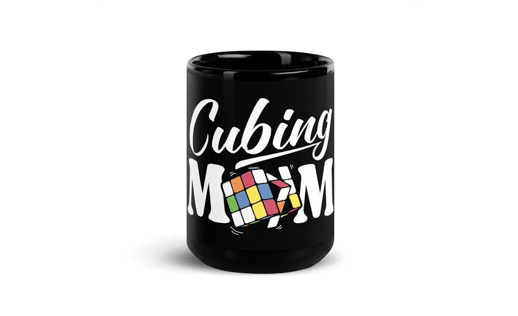 Cubing Mom V4 Rubik's Cube Black Glossy Mug - Image 6