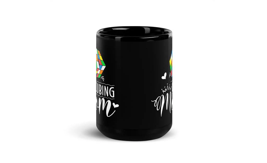 Cubing Mom V5 Rubik's Cube Black Glossy Mug - Image 6