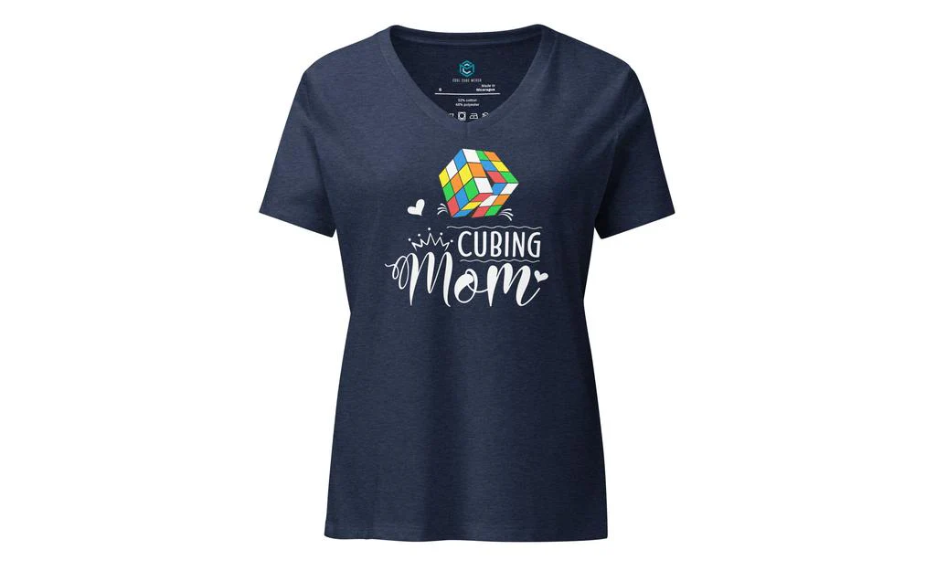 Cubing Mom V5 Women’s Relaxed V-neck Rubik's Cube T-shirt