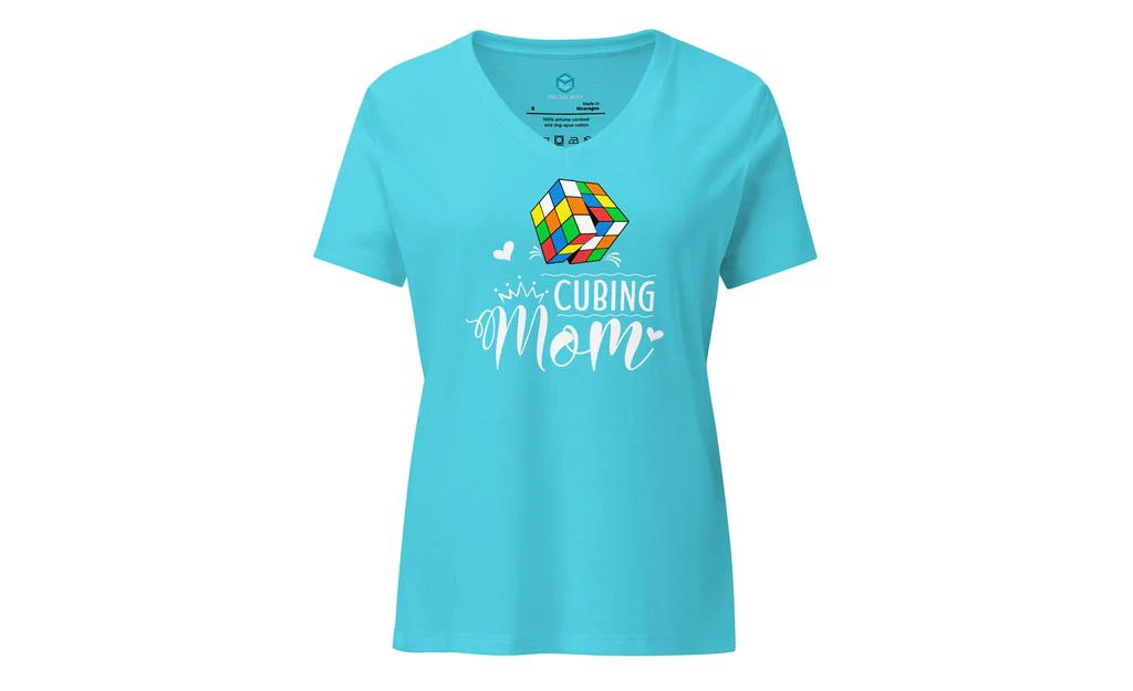Cubing Mom V5 Women’s Relaxed V-neck Rubik's Cube T-shirt - Image 8