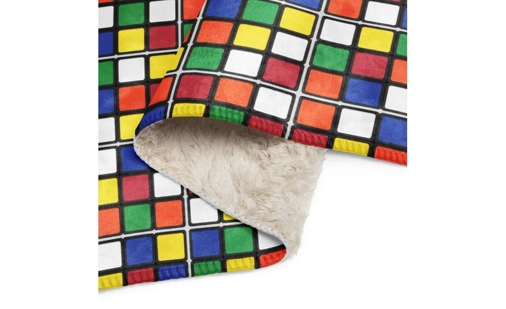 Scrambled Rubik's Cube Sherpa Blanket - Image 4